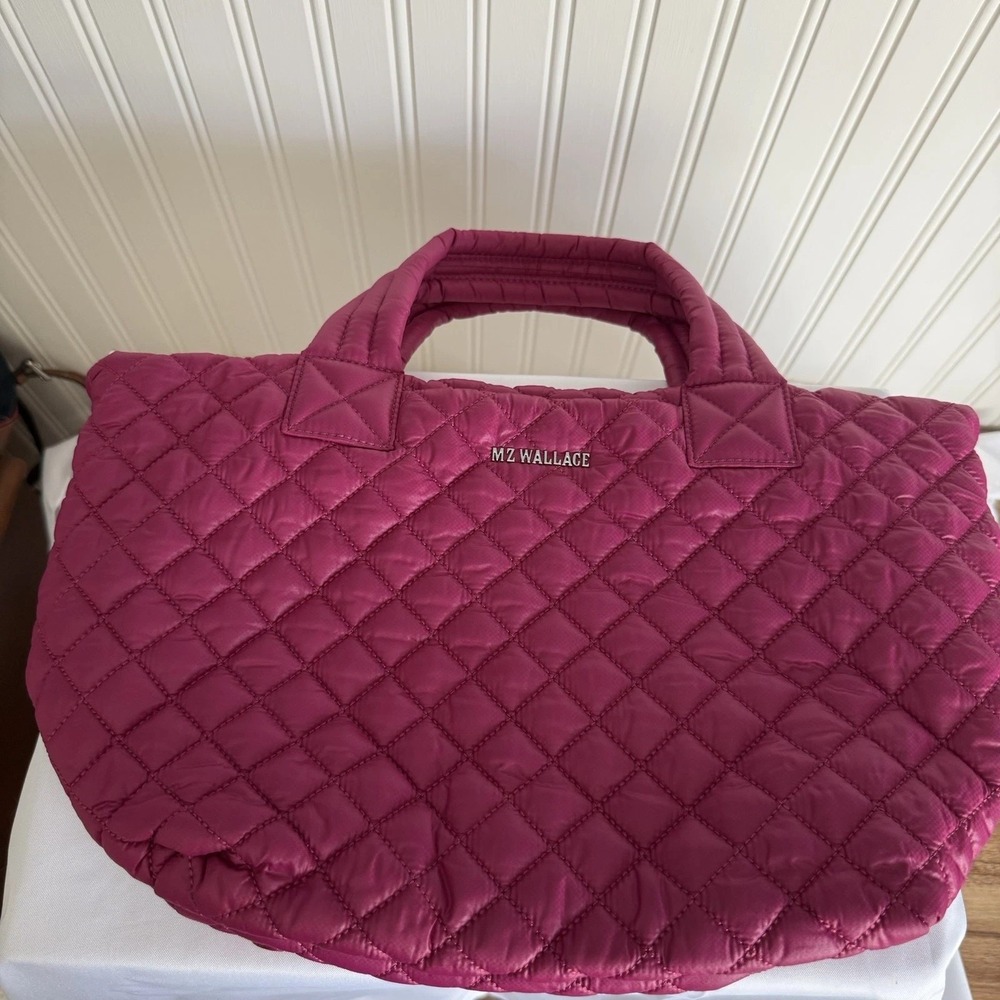 MZ Wallace Medium Tote Bag Magenta Pink Quilted Shoulder Bag Purse Travel